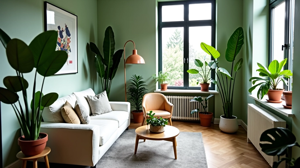 Studio met veel groen, planten en natuurlijke elementen voor frisse sfeer